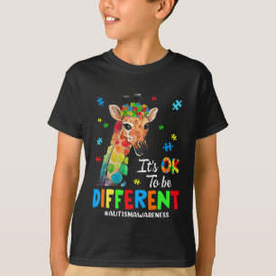 Autism Awareness Giraffe Women Kid Its Ok To Be Di T-Shirt
