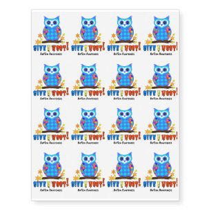 Autism Awareness Give A Hoot Owl Autism Temporary Tattoos