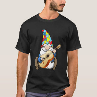 Autism Awareness Gnome Guitar Rainbow  Celebration T-Shirt