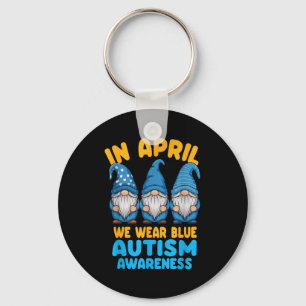 Autism awareness gnomes in april we wear blue keychain