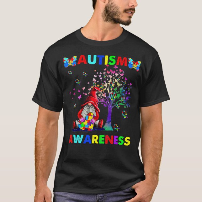 Autism Awareness Gnomes Ribbon Autism Awareness  T-Shirt (Front)
