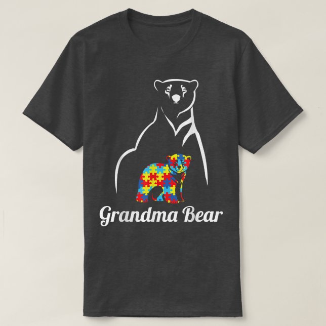 Autism Awareness Grandma Bear Autistic Grandchild  T-Shirt (Design Front)