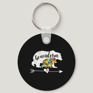 Autism Awareness Grandma Bear Support Autistic Adu Keychain