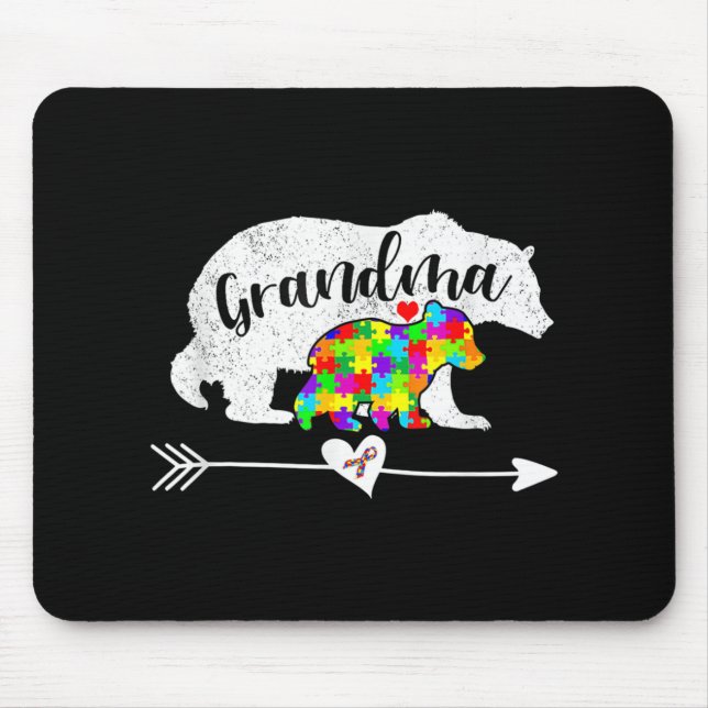 Autism Awareness Grandma Bear Support Autistic Adu Mouse Pad (Front)