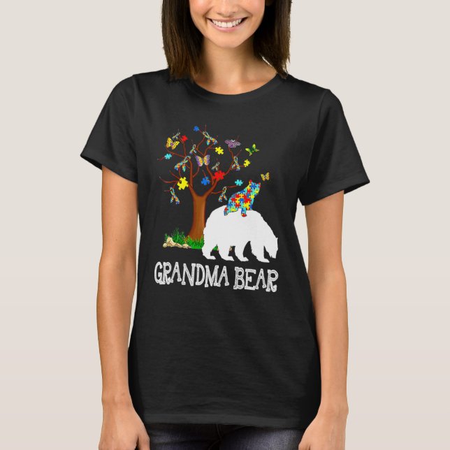 Autism Awareness Grandma Bear Support Autistic Adu T-Shirt (Front)