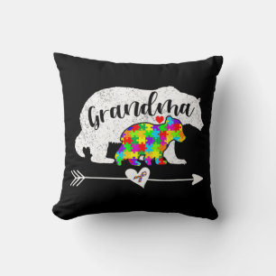 Autism Awareness Grandma Bear Support Autistic Adu Throw Pillow