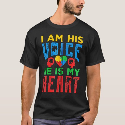 Autism Awareness Grandparents I Am His Voice He Is T_Shirt