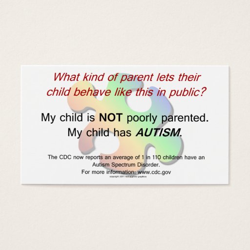 Customizable Autism Awareness Handout Business Card Templates