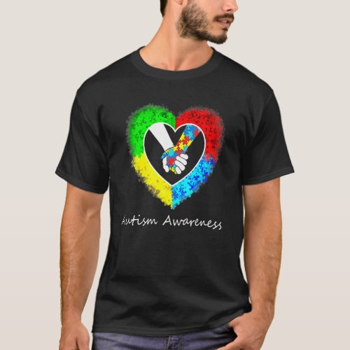 Autism Awareness Hands In Heart Puzzle Pieces 1 T-Shirt