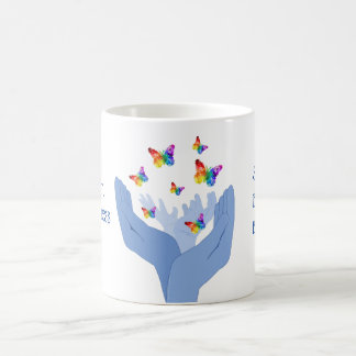 Autism Awareness Hands Releasing Butterflies Coffee Mug