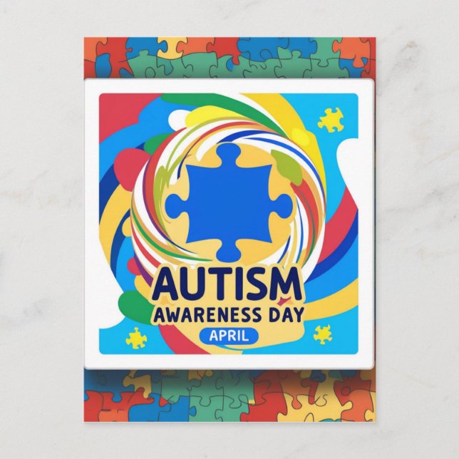 Autism Awareness Heart April month  Postcard (Front)