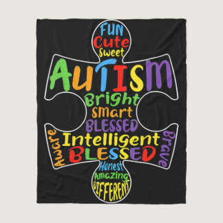 Autism Awareness Heart Blessed Men Women Kids Chil Fleece Blanket