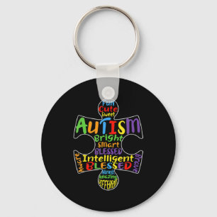 Autism Awareness Heart Blessed Men Women Kids Chil Keychain