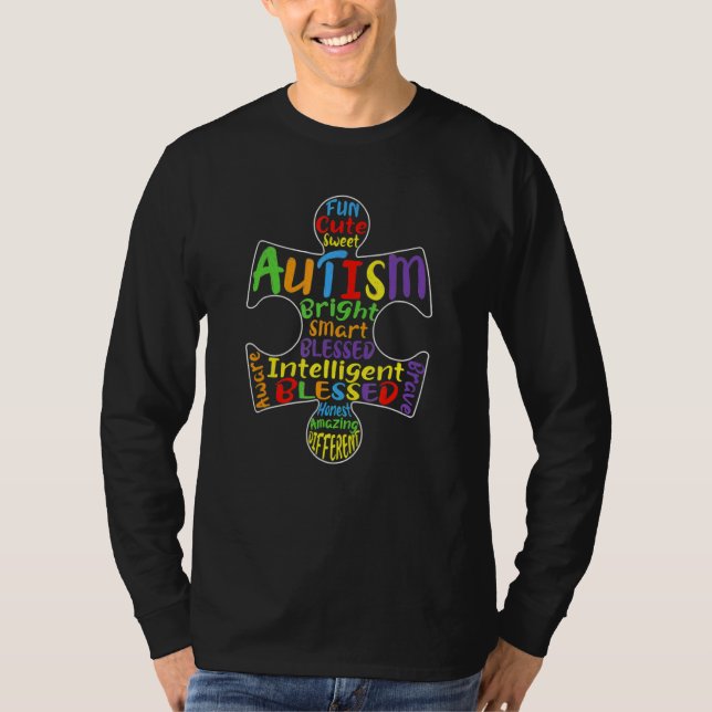 Autism Awareness Heart Blessed Men Women Kids Chil T-Shirt (Front)