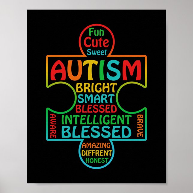 Autism Awareness Heart Blessed Poster (Front)