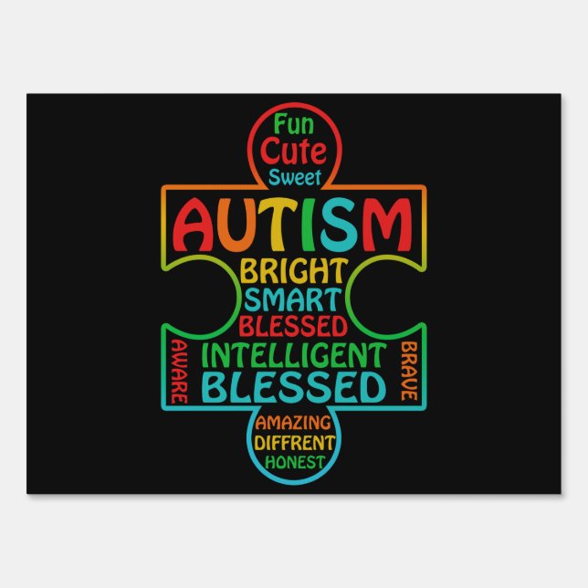 Autism Awareness Heart Blessed Sign (Front)