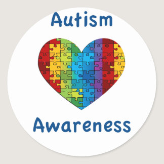 Autism Awareness Heart Classic Round Sticker