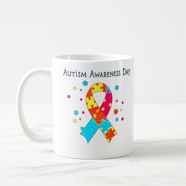 Autism Awareness Heart  Coffee Mug (Left)