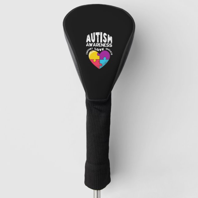 Autism Awareness Heart Golf Head Cover (Front)