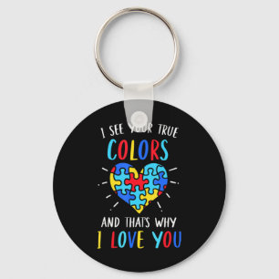 Autism Awareness Heart I See Your True Colors Puzz Keychain