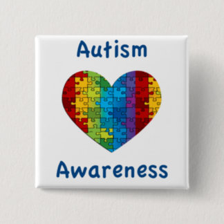 Autism Awareness Heart Pinback Button