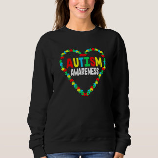 Autism Awareness Heart Puzzle Piece Mom Dad Suppor Sweatshirt