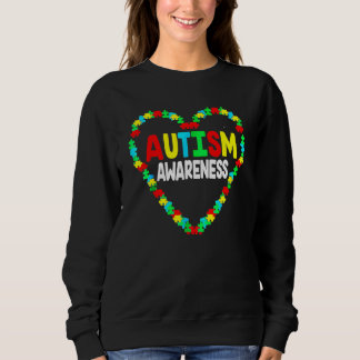 Autism Awareness Heart Puzzle Piece Support Autist Sweatshirt