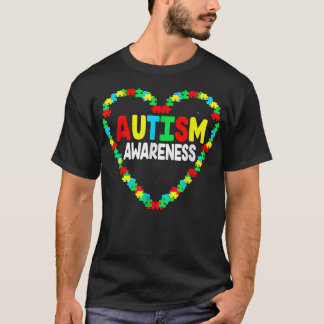 Autism Awareness Heart Puzzle Piece Support Autist T-Shirt