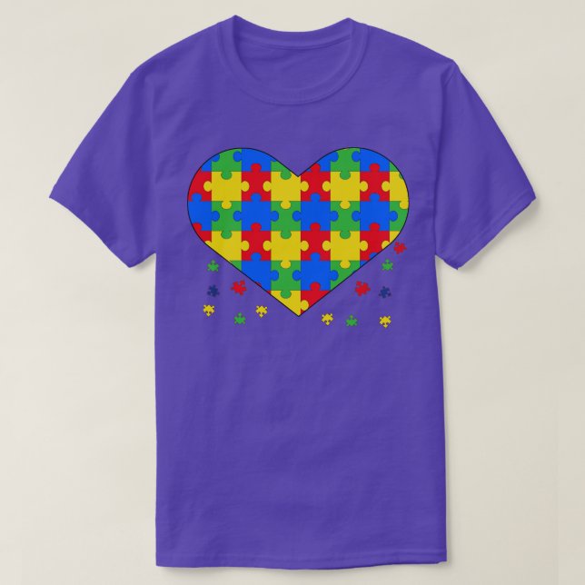 Autism awareness Heart Puzzle Pieces For Autistic  T-Shirt (Design Front)