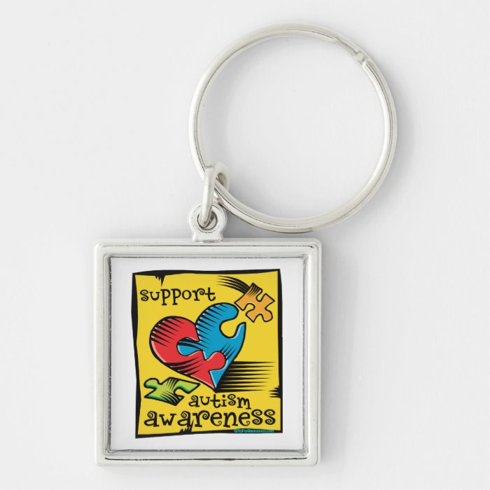 Autism Awareness Heart Puzzle Pieces Keychains