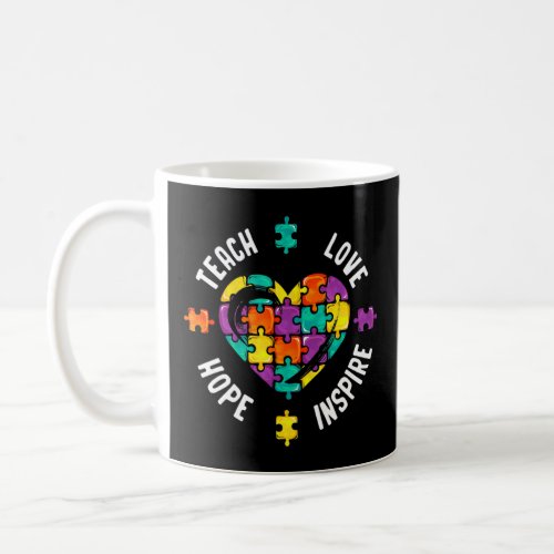 Autism Awareness Heart Puzzle Teach Love Inspire H Coffee Mug
