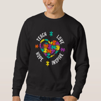 Autism Awareness Heart Puzzle Teach Love Inspire H Sweatshirt