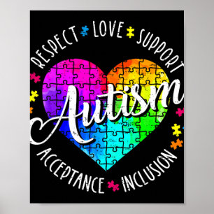 Autism Awareness Heart Respect Love Support Teache Poster
