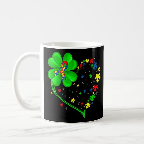 Autism Awareness Heart Shamrock St Patricks Day Pu Coffee Mug