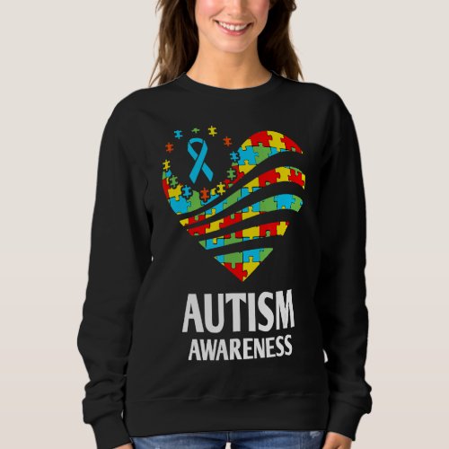 Autism Awareness   Heart Support Autistic Month Ki Sweatshirt