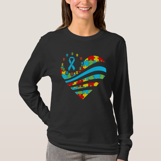 Autism Awareness   Heart Support Autistic Month Ki T-Shirt (Front)
