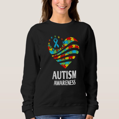 Autism Awareness  Heart Support Autistic Month Kid Sweatshirt