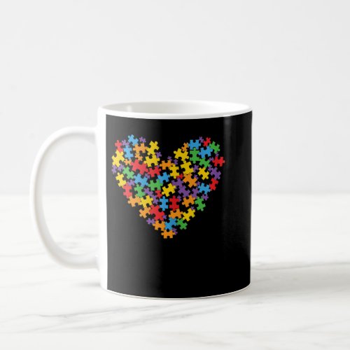 Autism Awareness Heart Valentine Day Puzzle Piece  Coffee Mug