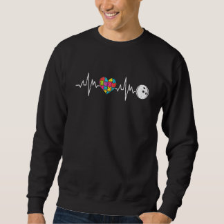 Autism Awareness Heartbeat Puzzle Bowling Support  Sweatshirt