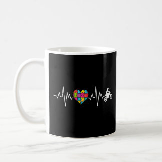 Autism Awareness Heartbeat Puzzle Motocross Suppor Coffee Mug