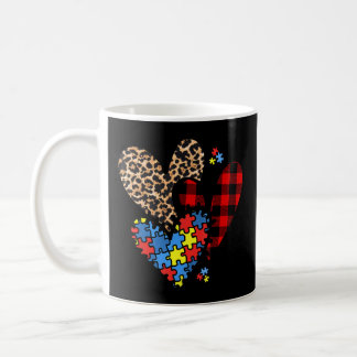 Autism Awareness Hearts Leopard Plaid Buffalo Auti Coffee Mug