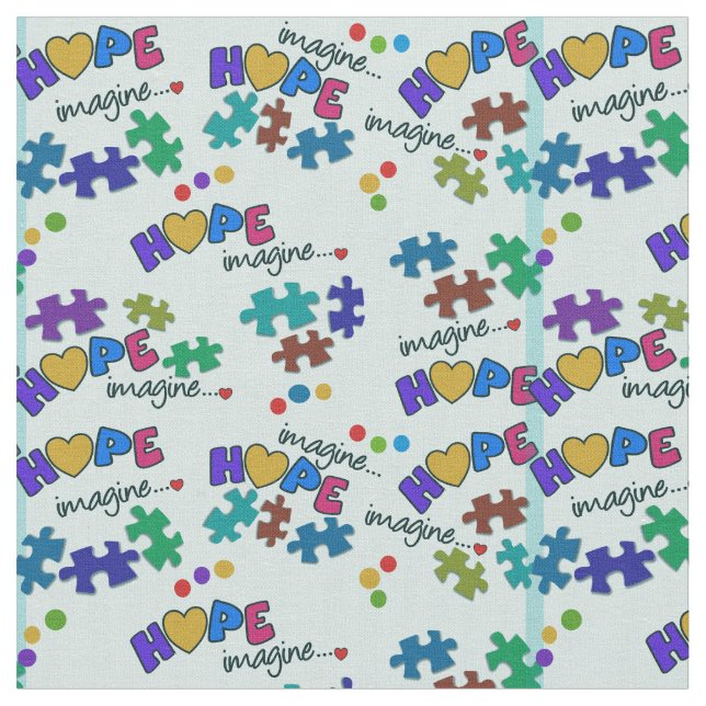 Autism Awareness Hope Fabric (Close Up)