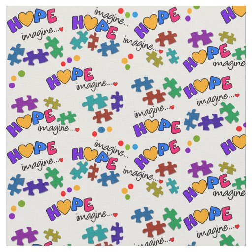 Autism Awareness Hope & Imagine Fabric