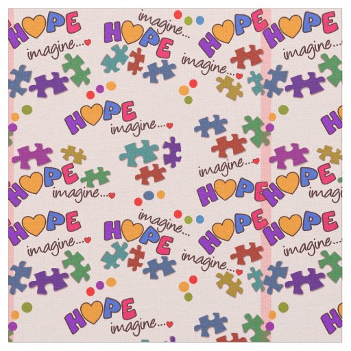 Autism Awareness Hope Imagine Pink Fabric