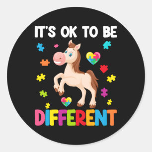 Autism Awareness Horse It'S Ok To Be Different Classic Round Sticker