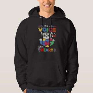 Autism Awareness I Am His Voice He Is My Heart Mom Hoodie