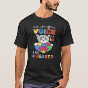 Autism Awareness I Am His Voice He Is My Heart Mom T-Shirt