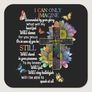 Autism Awareness I Can Only Imagine Jesus Faith T- Square Sticker