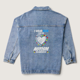 Autism Awareness I Wear Blue for Me  Denim Jacket