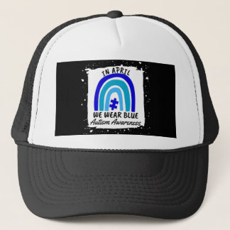 Autism Awareness In April We Wear Blue Trucker Hat